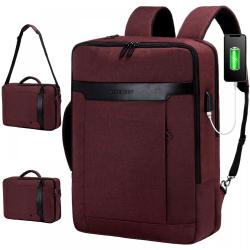 3 in 1 Messenger Bag Business Briefcase Fits 15.6 In Laptop Shoulder Bags Travel College Convertible USB Laptop Backpack Unisex