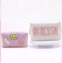 Low MOQ Personalised Waterproof Travel Letters Makeup Pouch Bag Towel Embroidery chenille patch cosmetic bag