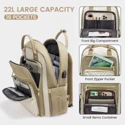 LOVEVOOK 15.6 In Fashion Quilted School bookbag Waterproof Daypack for Teacher Nurse Work Travel Women Laptop Backpack with USB