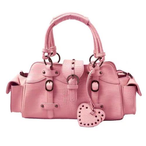 2024 Custom Crocodile Leather Motorcycle Hand Bag For Women Purse With Rivet Logo Tag