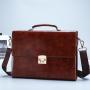 High Quality PU Leather Briefcase Bag Men Hot Selling Vintage Office Business Messenger Laptop Bag Portable Password Lock Work