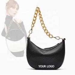 Designer New Fashion Gold Chain Customized Lady Hand Bags Wholesale Hobo Trendy Luxury Pu Leather Womens Shoulder Bags