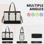 LOVEVOOK 2pc/set Laptop Bag 15.6 in Canvas Leather Tote Bag Large Work Bag with Clutch Purse Office Business Briefcase for Women