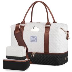 LOVEVOOK 3pcs/set Yoga Gym Duffel Bag with Wet Pocket Carry on Overnight Weekender Bag with Shoe Compartment Travel Duffle Bag