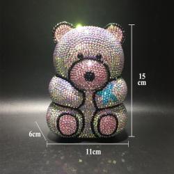 High Quality Metal Rhinestone Bear Bridal Purse Acrylic Clutch With Evening Crystal Bag