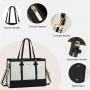 LOVEVOOK 2pc/set Laptop Bag 15.6 in Canvas Leather Tote Bag Large Work Bag with Clutch Purse Office Business Briefcase for Women