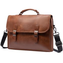 LOVEVOOK 2023 Vintage Leather Messenger Bag Large Briefcase Computer handBag Rugged Satchel Shoulder Laptop Bag for Women
