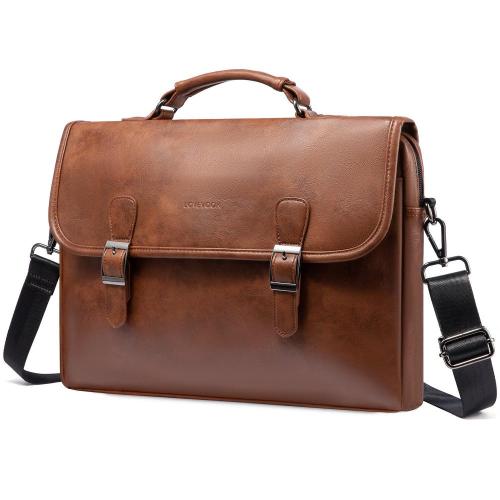 LOVEVOOK 2023 Vintage Leather Messenger Bag Large Briefcase Computer handBag Rugged Satchel Shoulder Laptop Bag for Women