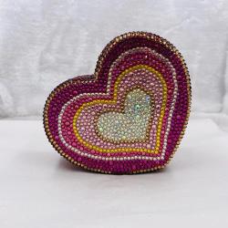 Manufacturer Supplier China Cheap Evening Bags Women Party Purse Rainbow Heart Crystal Clutch 2024