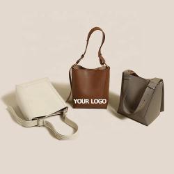 Wholesale New Classic Soft Pu Leather Ladies Luxury Bucket Bag Custom Logo Fashion Single Womens Shoulder Bags