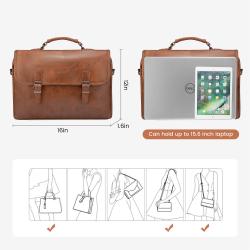 LOVEVOOK 2023 Vintage Leather Messenger Bag Large Briefcase Computer handBag Rugged Satchel Shoulder Laptop Bag for Women