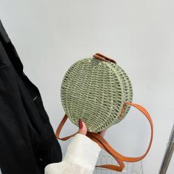 Summer straw woven bag 2024 new tide shoulder small round handbag retro simple cross-body beach bags sling bag