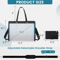 LOVEVOOK Fashion 2pcs Laptop Tote Handbag 15.6 in Canvas Leather Briefcase Work Bag Travel shopping College laptop bag for Women