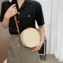 Summer straw woven bag 2024 new tide shoulder small round handbag retro simple cross-body beach bags sling bag
