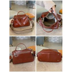 Fashion Women Authentic Designer Full Grain Vegetable Tanned Leather Ladies Small Boston Travel Shoulder Bag Handbag Wholesale