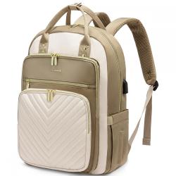 LOVEVOOK 15.6 In Fashion Quilted School bookbag Waterproof Daypack for Teacher Nurse Work Travel Women Laptop Backpack with USB