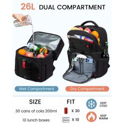 Sucipi Leak-Proof Insulated Cooler Backpack with 4 Ice Packs & Double Deck Cooler Bag Work Camping Picnic Lunch Backpack for Men