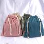 High End Double String Gift Shoe Clothes Dust Velvet Drawstring Bag Custom Logo Corduroy Packaging Bag For Handbag