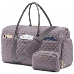 High quality Waterproof 2pcs Quilted Overnight duffle Bag with Toiletry Pouch sports bag travel organizer luggage gym duffel bag