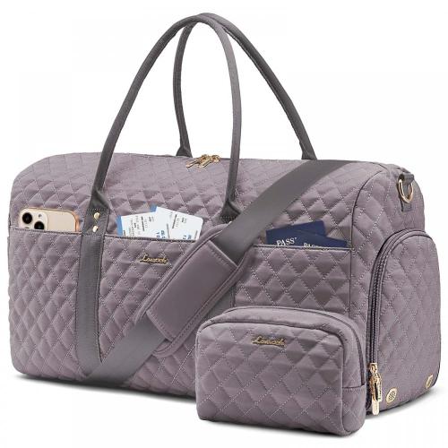 High quality Waterproof 2pcs Quilted Overnight duffle Bag with Toiletry Pouch sports bag travel organizer luggage gym duffel bag