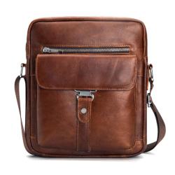 2024 Wholesale Genuine Leather Shoulder Messenger Bag For Retro Men With Crossbody Strap