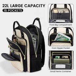 LOVEVOOK Fashion Quilted School bookbag Custom Waterproof Daypack for Teacher Nurse Work Travel Women's Laptop Backpack with USB