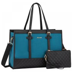 LOVEVOOK Fashion 2pcs Laptop Tote Handbag 15.6 in Canvas Leather Briefcase Work Bag Travel shopping College laptop bag for Women