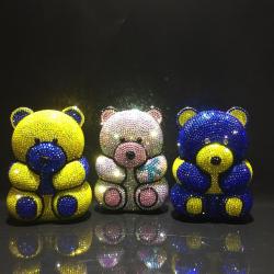 High Quality Metal Rhinestone Bear Bridal Purse Acrylic Clutch With Evening Crystal Bag
