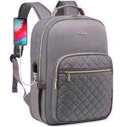 LOVEVOOK 2023 Fashion Quilted Laptop Bag School Business Work Travel Nurse Teacher Daypack with USB Laptop Backpack for Women