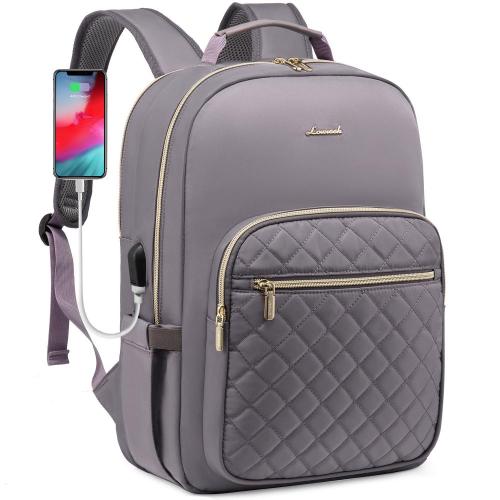 LOVEVOOK 2023 Fashion Quilted Laptop Bag School Business Work Travel Nurse Teacher Daypack with USB Laptop Backpack for Women