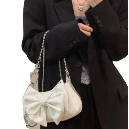 Hot Selling Women's PU Leather Handbag Lovely Bow-Knot Soft Fashionable Dress Style Vintage National Pearl Chain Summer Autumn