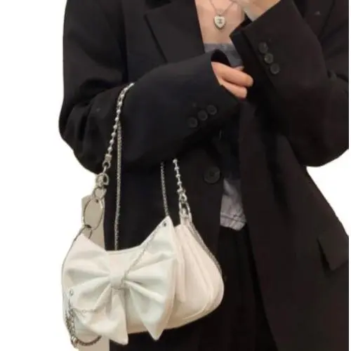 Hot Selling Women's PU Leather Handbag Lovely Bow-Knot Soft Fashionable Dress Style Vintage National Pearl Chain Summer Autumn