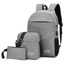 Custom Design Oxford Female Large Capacity men's Shoulder Bags Rucksack USB Charging Youth Backpack Set