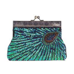 Luxury Beaded Sequin Peacock Evening Clutch Bags Party Wedding Sequins Purse Bag