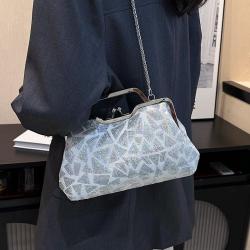 HR383 New Fashionable Style Dinner Party Clutch Bag Personalized Sequin Clip Handle Bag Chain Strap One Shoulder Crossbody Bag