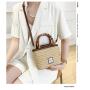 ALS003 Summer Straw Weaving Beach Bag For Women Bamboo Handle Travel Tote Bag Holiday Shopping Straw Basket Bag