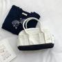 Custom Logo Large Capacity Canvas Tote Handbag Daily Shopping Simple Casual Women Hand Bag Crossbody Messenger Shoulder Bag