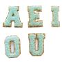Personalized RTS Sticker Colorful Vowel(AEIOU) Chenille Embroidered Letters Patch Adhesive Letter Patches Custom DIY Patch Panel