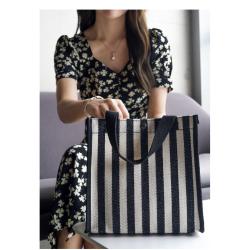 Newest Selling Reusable Durable Four Color Striped Handbag Canvas Tote Bag For Women