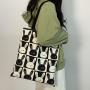 Cute Rabbit New Canvas Bag Women's Shoulder Large Capacity Student School Bag Handbag Zipper Japanese Korean Style Tote Bag