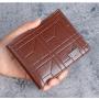 New men's wallet fashion plaid horizontal soft leather men's short wallet large capacity multi-card purse