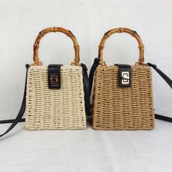 2023 New INS Straw Woven Seaside Vacation Handheld One Shoulder Dual Use Beach Bag Frame Small Bag women fashion handbag