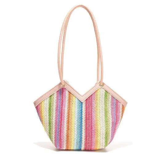 2024 Fashion Lady's Straw Bag Single Handle Cross Border Wholesale Vegetable Basket Handbag Irregular Shoulder Underarm Bag