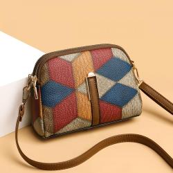 2024 New Colored Versatile Fashion Double Zipper Single Shoulder Crossbody Change Phone Bag