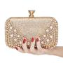 Hot sale fashion box rhinestone bag handmade ladies handbag women glitter clutch bag golden design evening bag