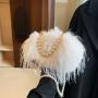Fluffy Turkey feather party clutch elegant fur bags Ostrich Feather Pearl Women Evening Handbags 2024