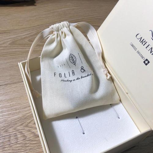 Custom Logo Printed Cotton Linen Candle Soap Pouch Eco Friendly Gift Drawstring Bag