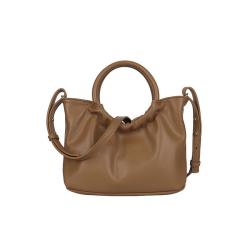 2024 Wholesale Wrinkle Leather Mini Tote Hand Bag For Women Luxury With Round Handle