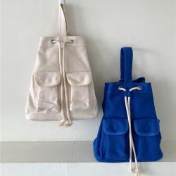 New product Fashion Canvas shopping bags Casual soft Ladies crossbody bag Drawstring Ruffles Simple shoulder bag