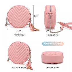 Lovevook 2022 Crossbody bag Round Quilted PU handbag Lady Purse Chains Messenger bag Solid color Classic shoulder bag for Women